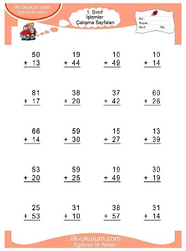 Çocuklar İçin toplam işlemi yaprak testleri 